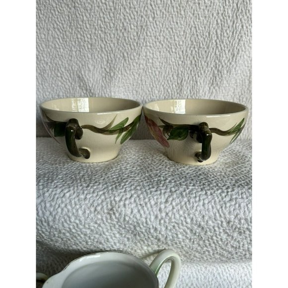 Vintage Franciscan Desert Rose Flying F Saucer & 2 Coffee Cups Made In USA EUC - Picture 9 of 13